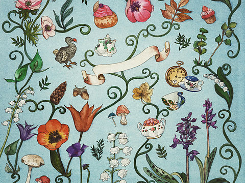 爱丽丝主题水彩插画