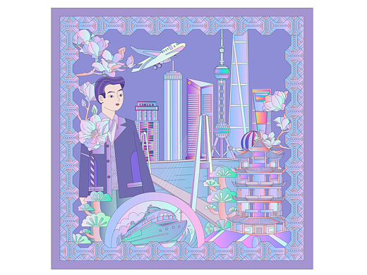 上海丝巾插画设计