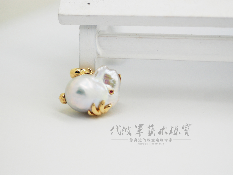 代波军艺术珠宝定制----兔子珠宝异型珍珠镶嵌设计作品欣赏