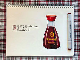 龜甲萬醬油瓶手繪