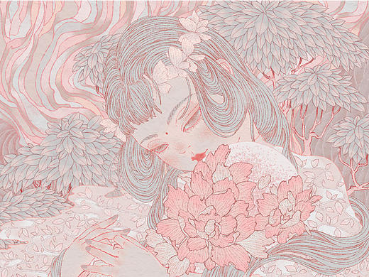 插画|暖流|，附勾线过程