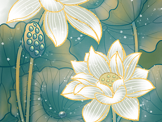 荷花插画壁纸