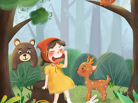 是誰偷吃了小女孩的水果呢？（個(gè)人主頁-ZNDUzNDc2ODg=） - 兒童插畫 - 站酷設(shè)計(jì)師是敖凌呀原創(chuàng)素材 - 站酷ZCOOL