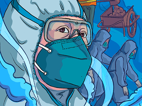 武汉加油,抗击疫情插画