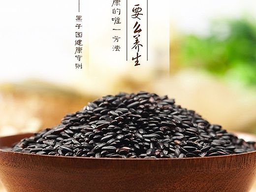 黑色养生食疗 黑米 黑豆 黑芝麻 食品详情页 宣传册画册 背景图 创意图