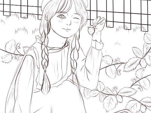 午后時光摘草莓插畫（個人主頁-ZNTA4MTQ2NDQ=） - 繪本 - 站酷設計師柔寶roy原創(chuàng)素材 - 站酷ZCOOL