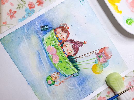 水彩儿童插画打卡