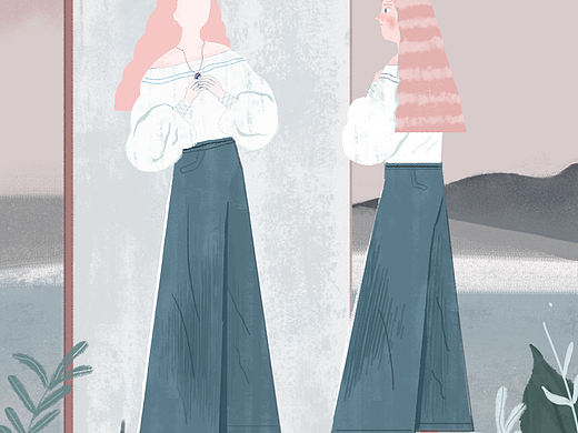 照镜子的女孩（个人主页-ZMzIyMDMwMTI=） - 商业插画 - 站酷设计师CHUBAKA原创素材 - 站酷ZCOOL