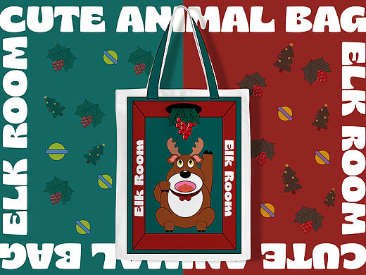 萌系动物元素帆布包