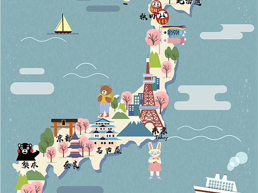 扁平风地图插图设计