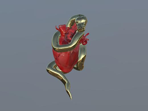 ▼设计100个关于蛇的饰品▼3d建模《奎心》第1件  我打