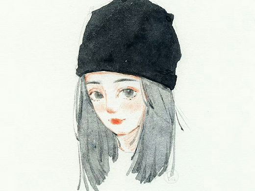 水彩手绘头像插画水彩教程卡通插画头像水彩少女森系