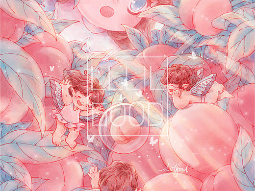 《蜜桃物语》系列文创插画（个人主页-ZNTY2MTc1NDQ=） - 创作习作 - 站酷设计师六咕lilgood原创素材 - 站酷ZCOOL