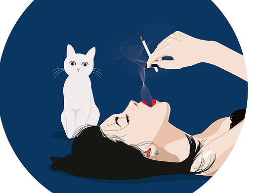 女人和貓（個(gè)人主頁(yè)-ZMTU5MjE3ODA=） - 商業(yè)插畫(huà) - 站酷設(shè)計(jì)師畫(huà)鏡時(shí)光原創(chuàng)素材 - 站酷ZCOOL