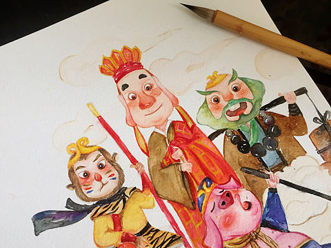 水彩插画《西游记》