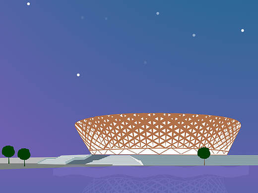 老家体育馆夜景