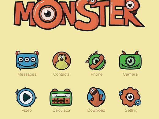 小怪兽主题手机系统图标