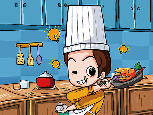 石头烹饪 商业手绘