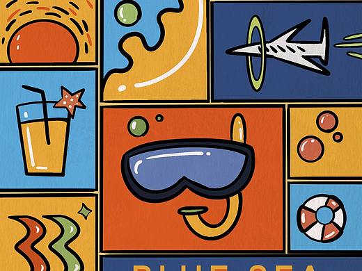 BLUE SEA复古插画