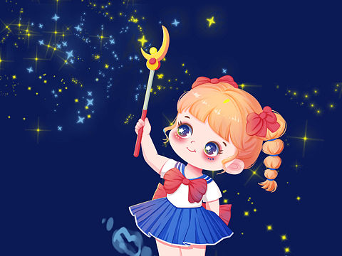 Q版人物动态儿童插画九宫格