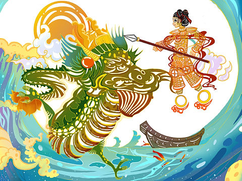 皮影元素装饰画 插画 儿童画 文创设计