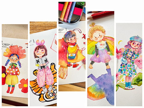 治愈系插画人物，手绘合集