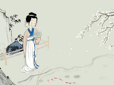 古風(fēng)女子觀魚(yú)（個(gè)人主頁(yè)-ZMjkyMTUzMTY=） - 商業(yè)插畫(huà) - 站酷設(shè)計(jì)師馮馮是娉原創(chuàng)素材 - 站酷ZCOOL