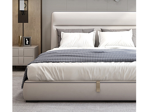 皮床真皮床现代简约意式轻奢软包齐边主卧室