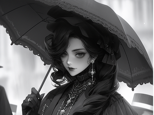 AI插画，暗黑系女孩