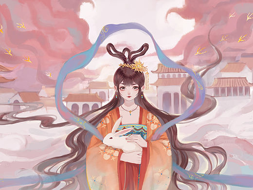 中秋佳节，仙女玉兔（个人主页-ZNDc2NTc4ODA=） - 创作习作 - 站酷设计师zero海竹孤原创素材 - 站酷ZCOOL