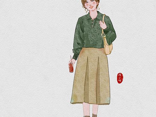 少女穿搭插画