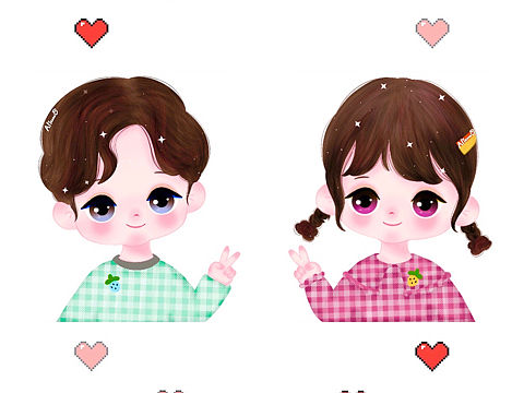 原创iPad板绘Procreate情侣头像