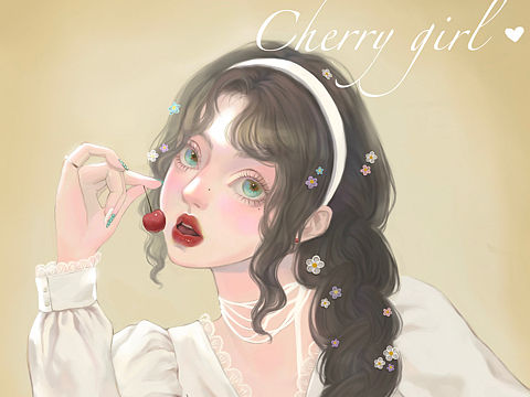 樱桃罐头少女插画