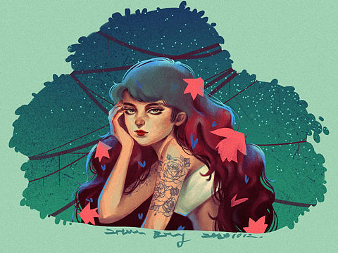 人物速涂插画
