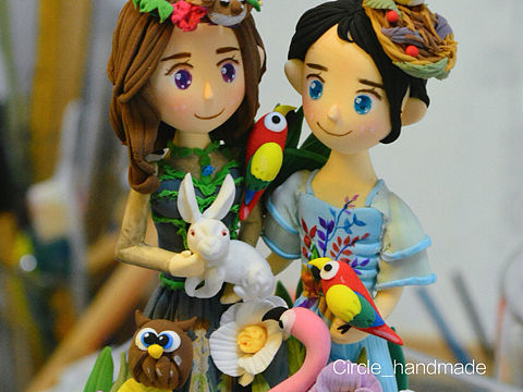 火烈鸟森林摆件