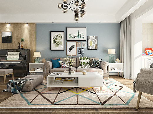 金沙湖高尔夫装修效果图140平三室两厅现代简约设计方案