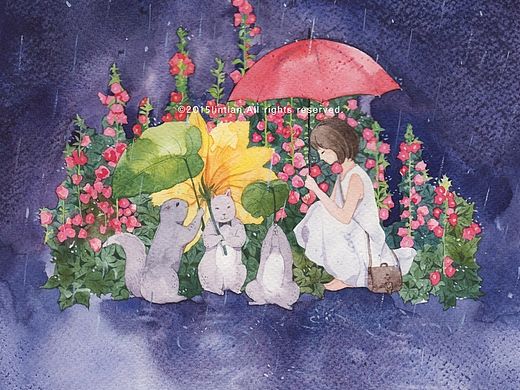 在雨中