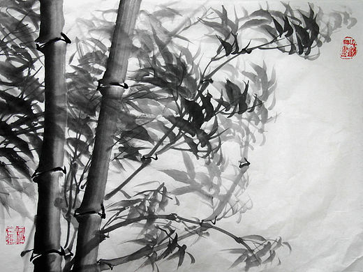 原创大写意墨竹-（东西南北风）