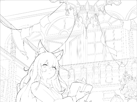 在图书馆阅读的猫娘(CG美术基础)