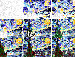 樂phone手繪《星月夜》致敬梵高（個(gè)人主頁-ZNjI2NTAw） - 創(chuàng)作習(xí)作 - 站酷設(shè)計(jì)師pflee原創(chuàng)素材 - 站酷ZCOOL