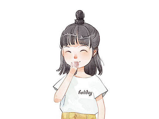 电脑模仿水彩效果画的小女孩