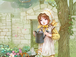 澆花少女