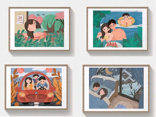 绘本风的小练习，四季