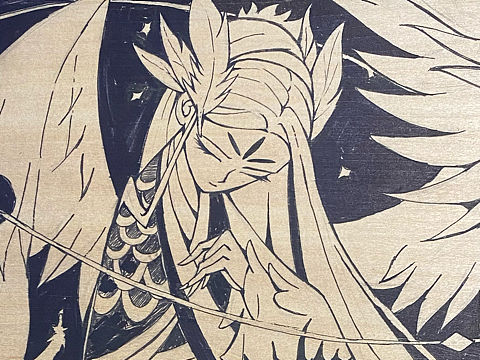 俏像，插画，木刻版画，凤凰天女