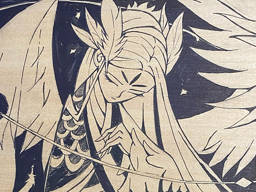 俏像,插画,木刻版画,凤凰天女