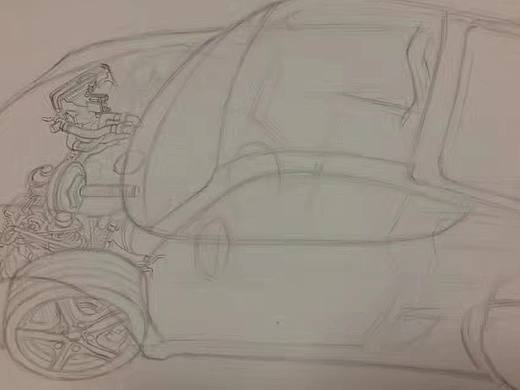 手绘汽车结构图