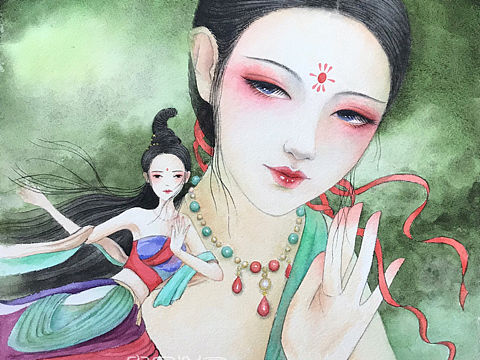 古风水彩插画（个人主页-ZNTQ2NTkzMjA=） - 创作习作 - 站酷设计师夕陌纤雨原创素材 - 站酷ZCOOL