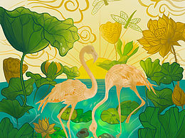 一脚踏进那奇幻的湖水里-帆布包图案