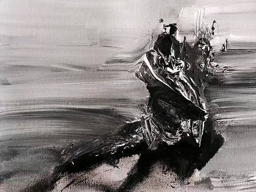 邓宇意象油画.黑白京剧