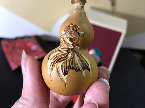 小恽老师,定制烙画雕刻葫芦,年年有鱼系列